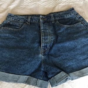 Blue denim mom jean shorts